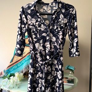 Old Navy Blue & White Floral Tailored Dress S